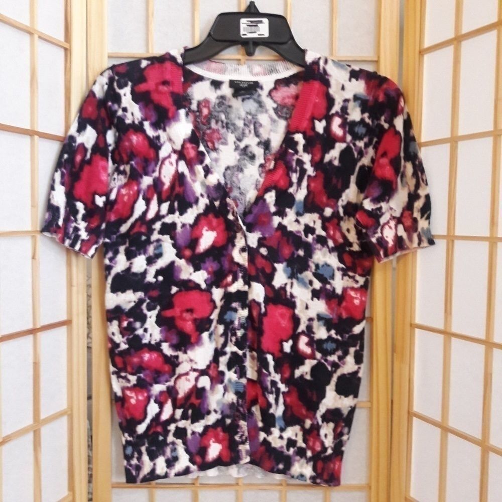 Ann Taylor Petites Abstract Print Cardigan